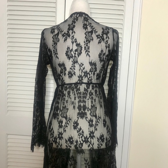 NWOT Black Long Sleeve Lace Lingerie Gown - Picture 5 of 6